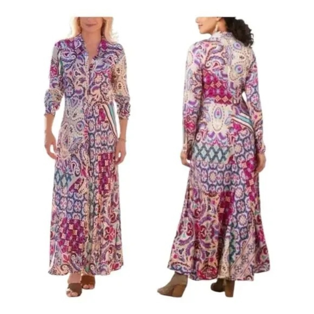 Soft Surroundings Multicolor Patterned Maxi Dress… - image 1
